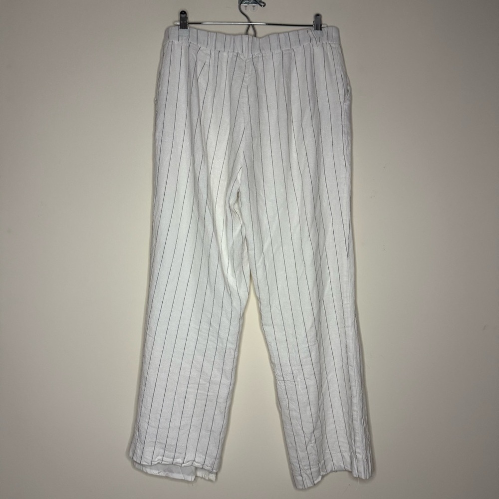 RACHEL ZOE Linen Blend Beachy Boho Vacation Striped Wide Leg Pants Trousers - Picture 6 of 7